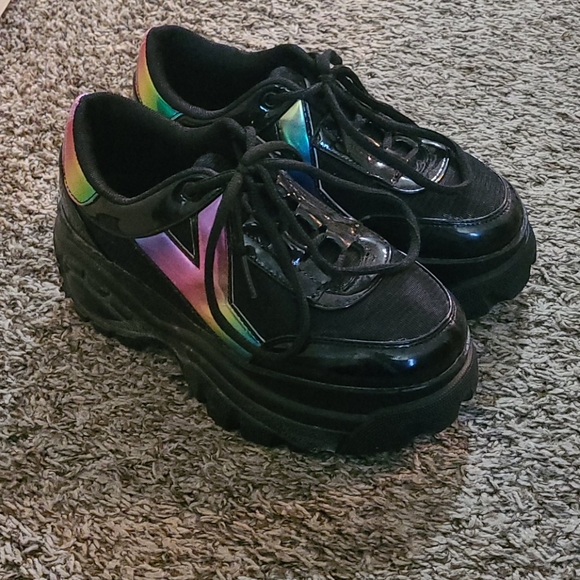 Black & Rainbow Platform Sneakers *READ LISTING* - Picture 2 of 7